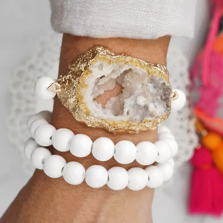 Bracelets Sliced Stone White