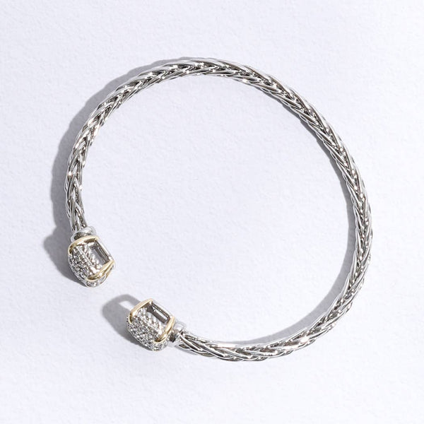 Bracelet 3MM Ponytail Square Pave CZ Bangle ONE SIZE