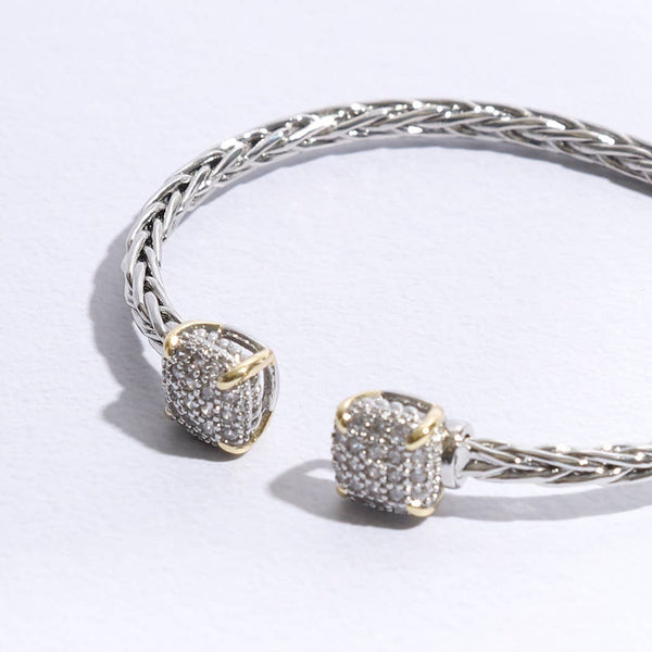 Bracelet 3MM Ponytail Square Pave CZ Bangle ONE SIZE