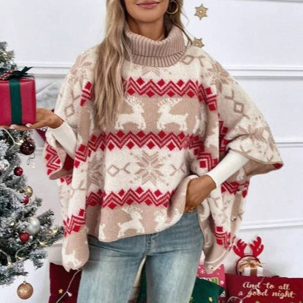 Christmas Elk Dolman Sleeve Turtleneck Sweater