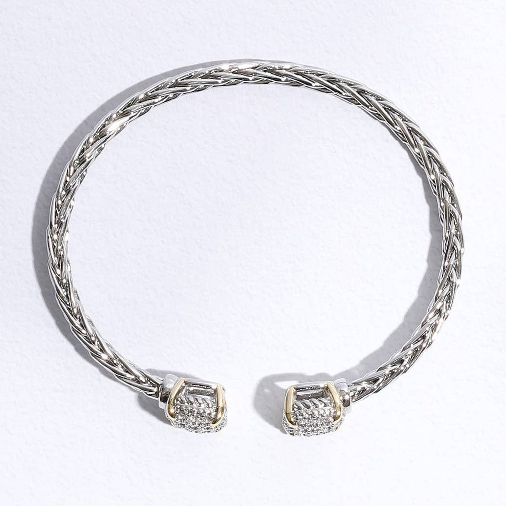 Bracelet 3MM Ponytail Square Pave CZ Bangle ONE SIZE