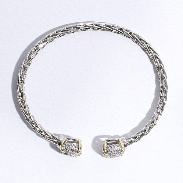 Bracelet 3MM Ponytail Square Pave CZ Bangle ONE SIZE