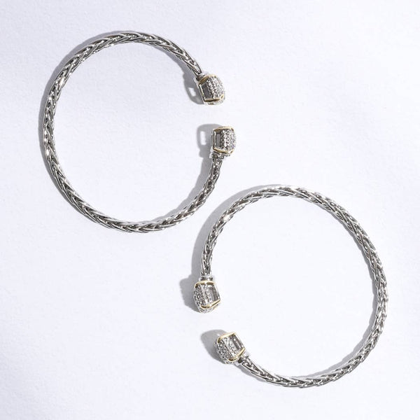 Bracelet 3MM Ponytail Square Pave CZ Bangle ONE SIZE