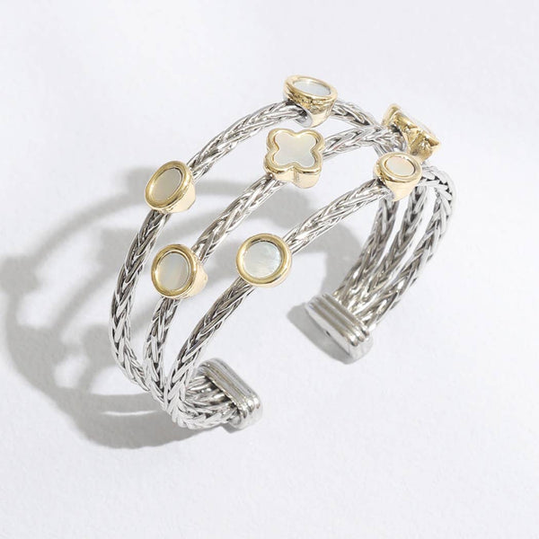 Bracelet Triple Braided Bangle Mop Clover Cuff Bracelet: ONE SIZE