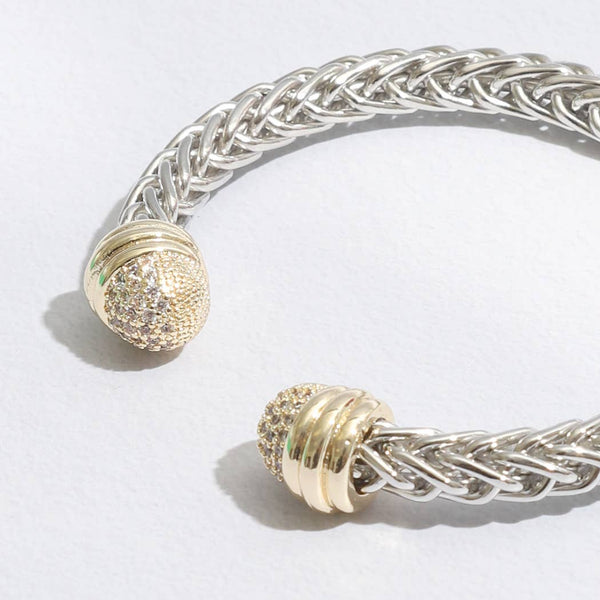 Bracelet Braid Wire Design Bangle CZ Cylinder Edge Bracelet: ONE SIZE