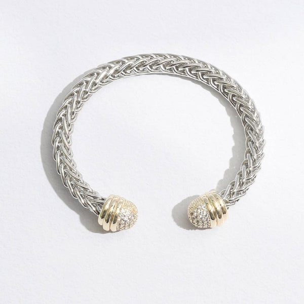 Bracelet Braid Wire Design Bangle CZ Cylinder Edge Bracelet: ONE SIZE