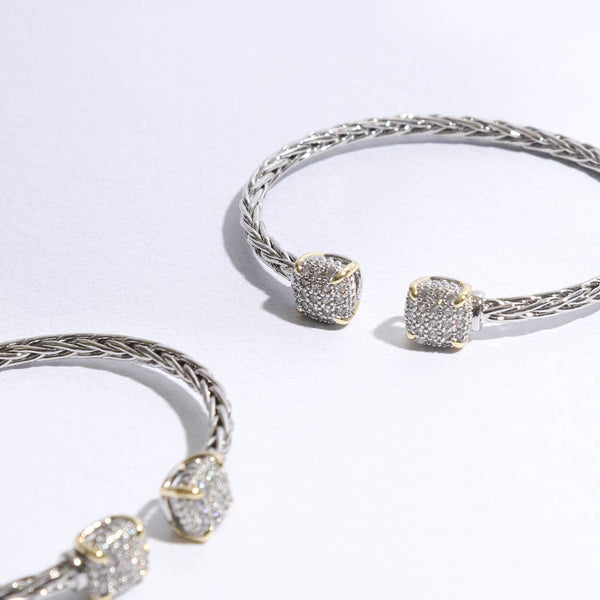 Bracelet 3MM Ponytail Square Pave CZ Bangle ONE SIZE