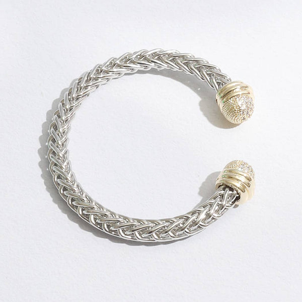 Bracelet Braid Wire Design Bangle CZ Cylinder Edge Bracelet: ONE SIZE