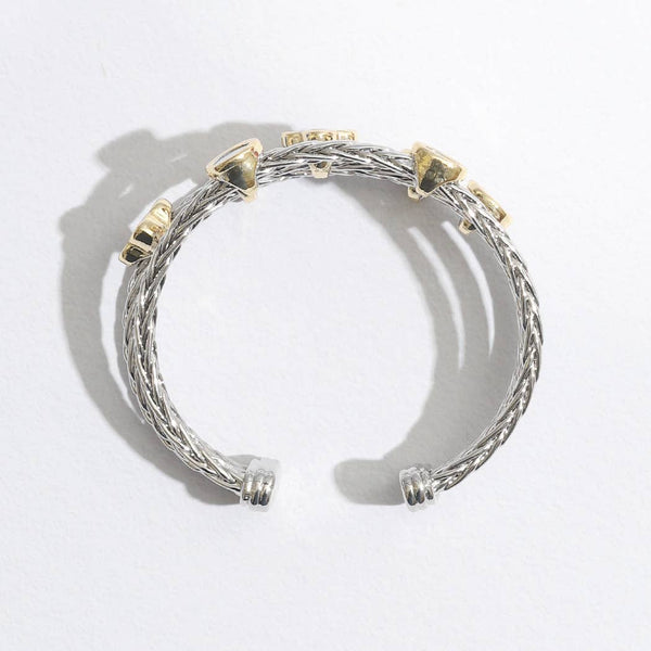 Bracelet Triple Braided Bangle Mop Clover Cuff Bracelet: ONE SIZE