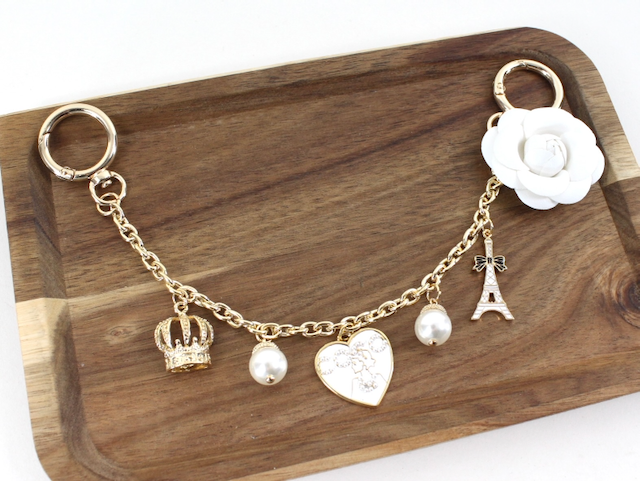 Handbag Charm White Heart or Cameo