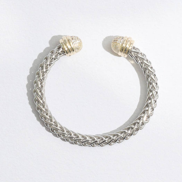Bracelet Braid Wire Design Bangle CZ Cylinder Edge Bracelet: ONE SIZE