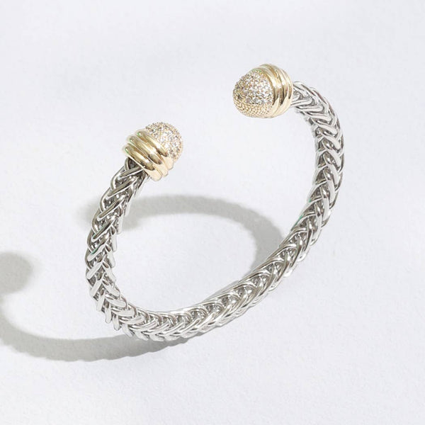Bracelet Braid Wire Design Bangle CZ Cylinder Edge Bracelet: ONE SIZE