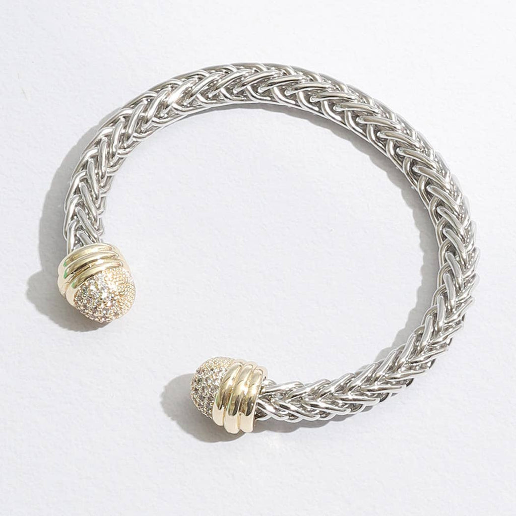 Bracelet Braid Wire Design Bangle CZ Cylinder Edge Bracelet: ONE SIZE