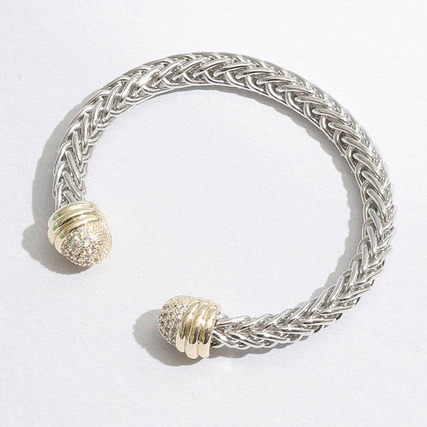 Bracelet Braid Wire Design Bangle CZ Cylinder Edge Bracelet: ONE SIZE