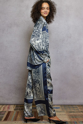 POL Pants and Top Set in Navy Floral