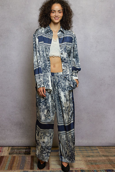 POL Pants and Top Set in Navy Floral