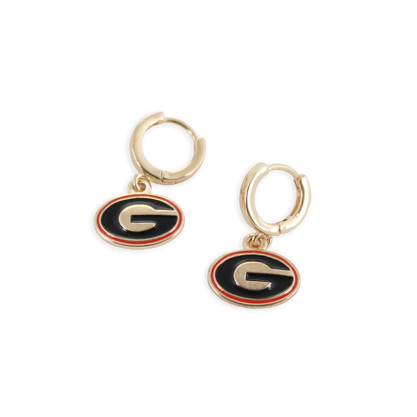 Georgia Huggie Hoop Earrings w/ Enamel Logo