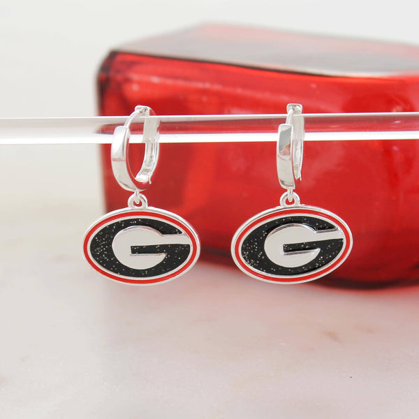 Georgia Glitter Enamel Logo Huggie Hoop Earrings