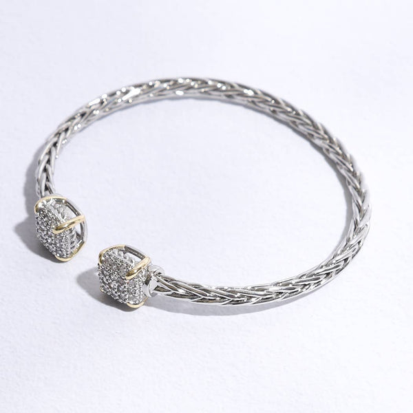Bracelet 3MM Ponytail Square Pave CZ Bangle ONE SIZE