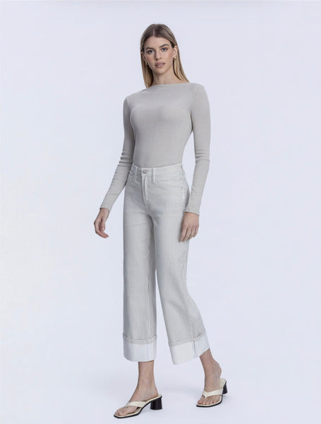Flying Monkey Pants Jeans High Rise Stripe Cuffed Wide