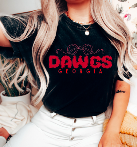 Georgia Bulldogs Coquette Bow Graphic Tee Football Dawgs: L