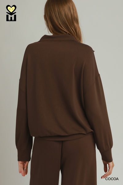 SELECT LUXE KNIT Ruffle Pant Set Cocoa Color H1034