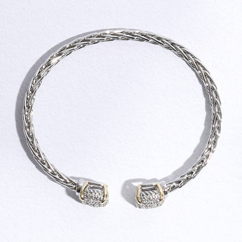Bracelet 3MM Ponytail Square Pave CZ Bangle ONE SIZE