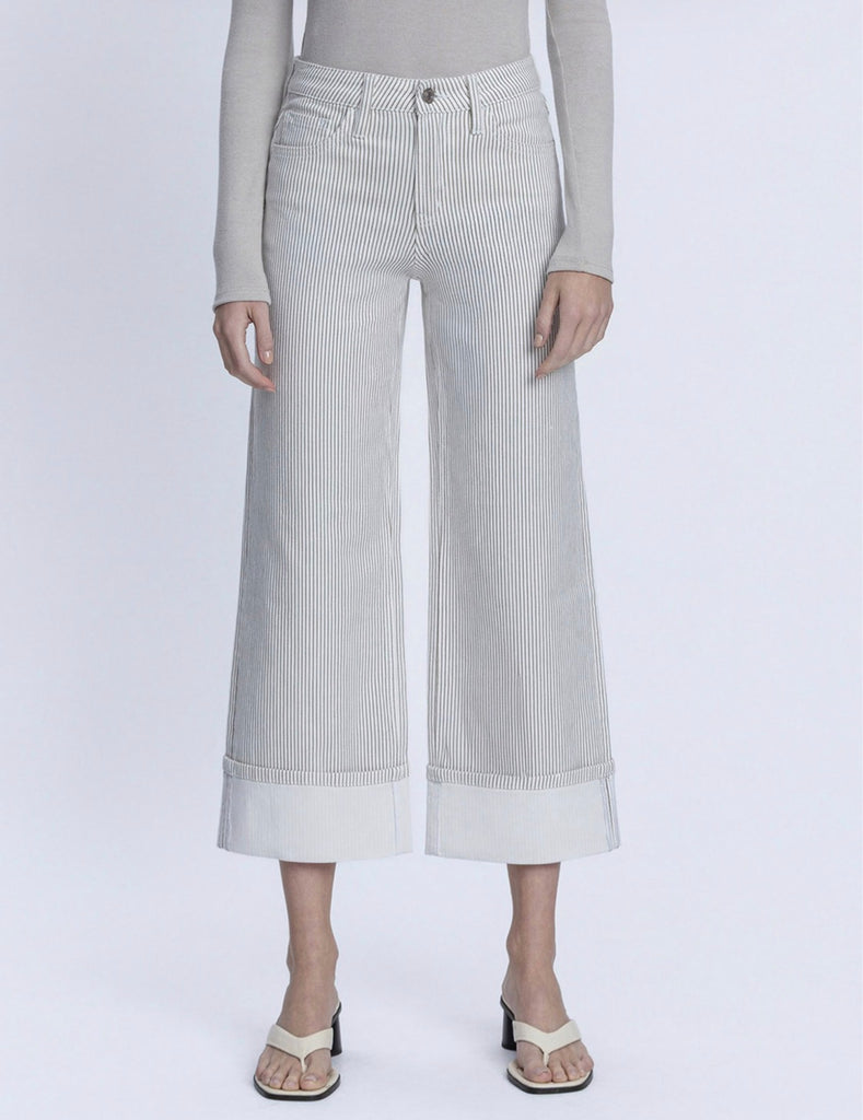 Flying Monkey Pants Jeans High Rise Stripe Cuffed Wide