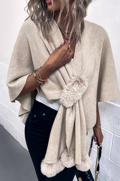 Shawl Wool Ball Cape Knitted Shawl 0052