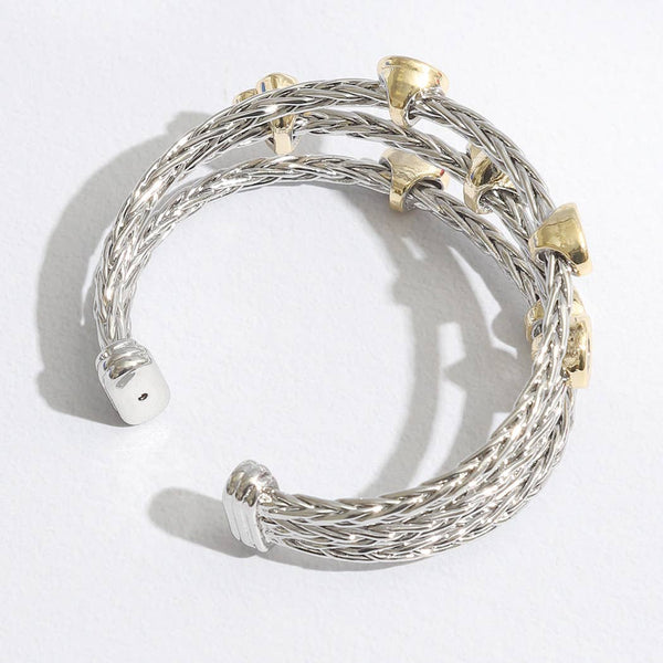 Bracelet Triple Braided Bangle Mop Clover Cuff Bracelet: ONE SIZE