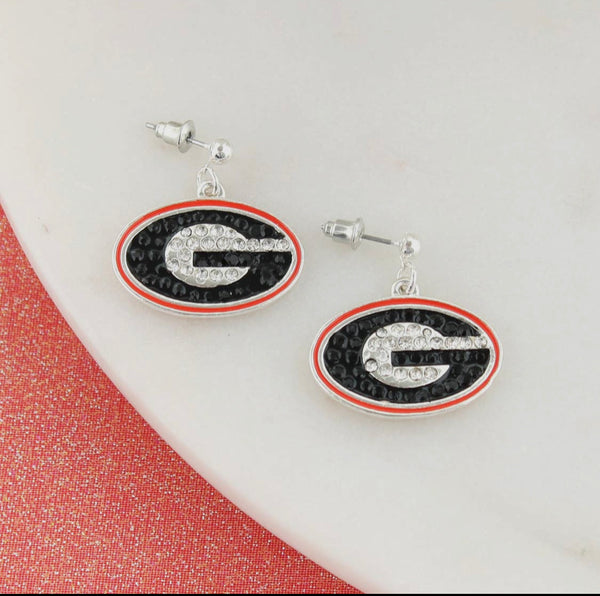 Georgia Crystal Logo Earrings