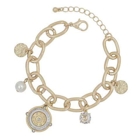 WH Gold Chain Two Tone Coin Bracelet