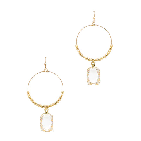 WH Earrings Gold Hoop with AB Crystal