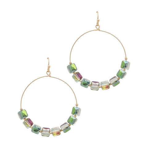 WH Green Iridescent Crystal Earrings
