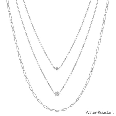 WH Silver Cain Triple Layered Necklace