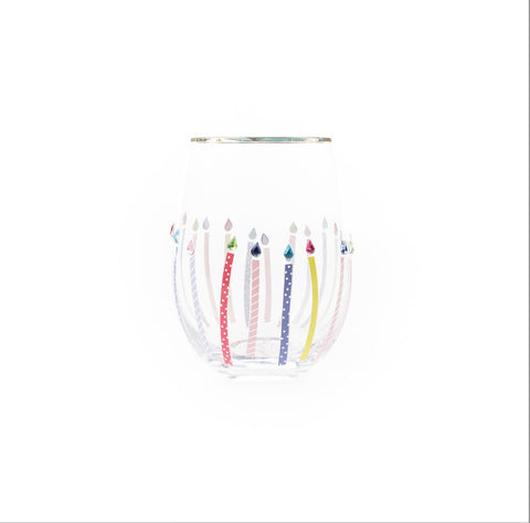 Wine Glasses Stemless Rhinestone Candles