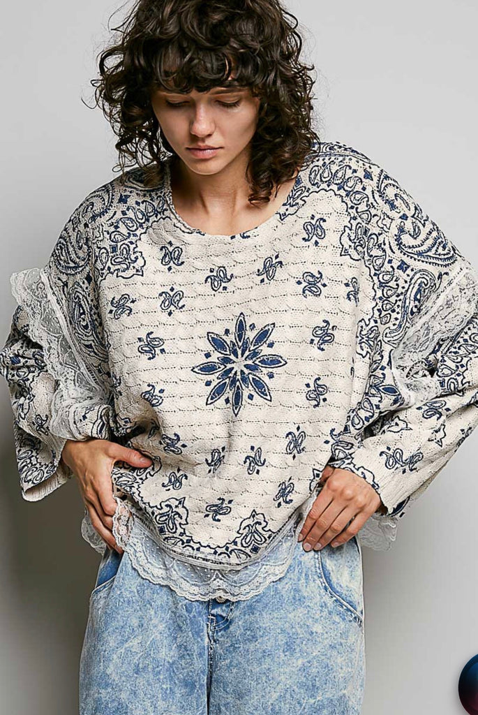 AST201 POL Sweater Cream/Blu Multi