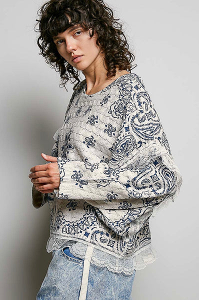 AST201 POL Sweater Cream/Blu Multi