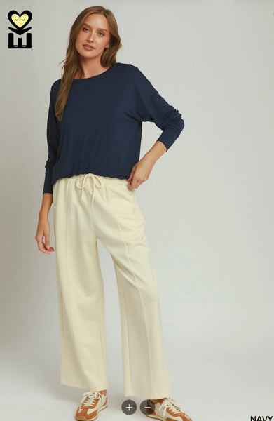 Umgee Double Lined Bubble Hem Long Sleeve Top H1127