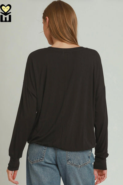 Umgee Double Lined Bubble Hem Long Sleeve Top H1127