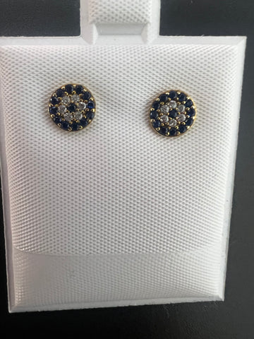 AJ Sterling Silver Blue and Gold Post