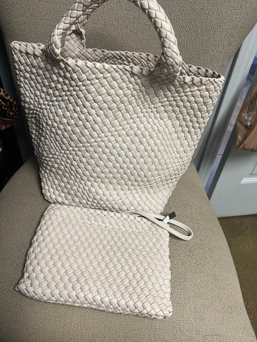 PP Handbag and Clutch Beige White