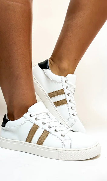 Sneakers Corky Showtime White, Tan and Black