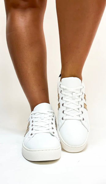 Sneakers Corky Showtime White, Tan and Black
