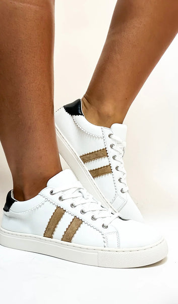 Sneakers Corky Showtime White, Tan and Black