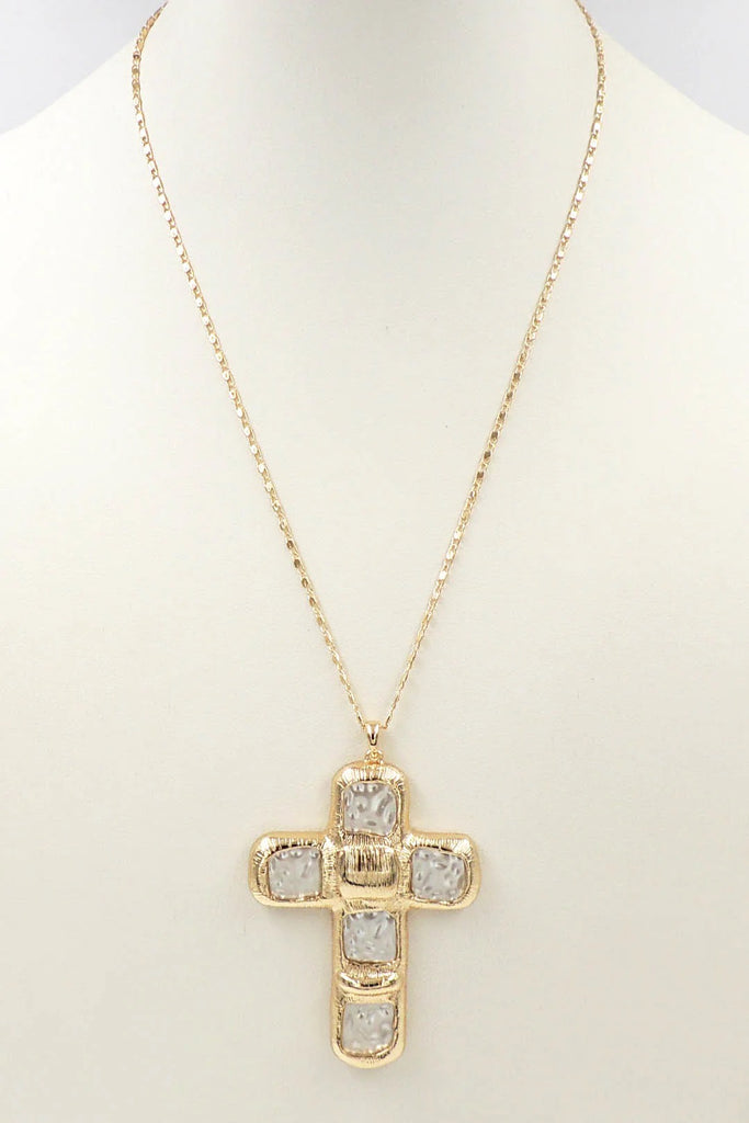WH Necklace Gold Chain with Squared Pearl and Gold N-3478G
