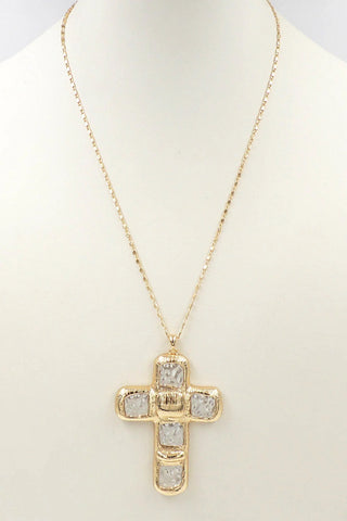 WH Necklace Gold Chain with Squared Pearl and Gold N-3478G