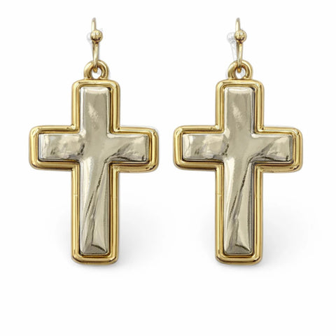 WH Earring Gold Outline with Silver Puffy 1.5" E-4679G