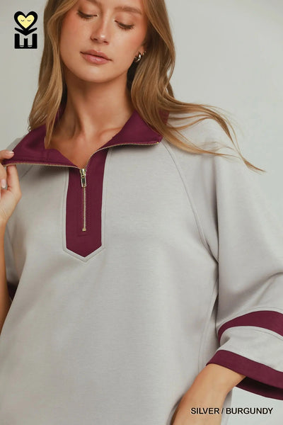 Umgee Jogging Set Lounge Wear Grey and Burgundy H1226
