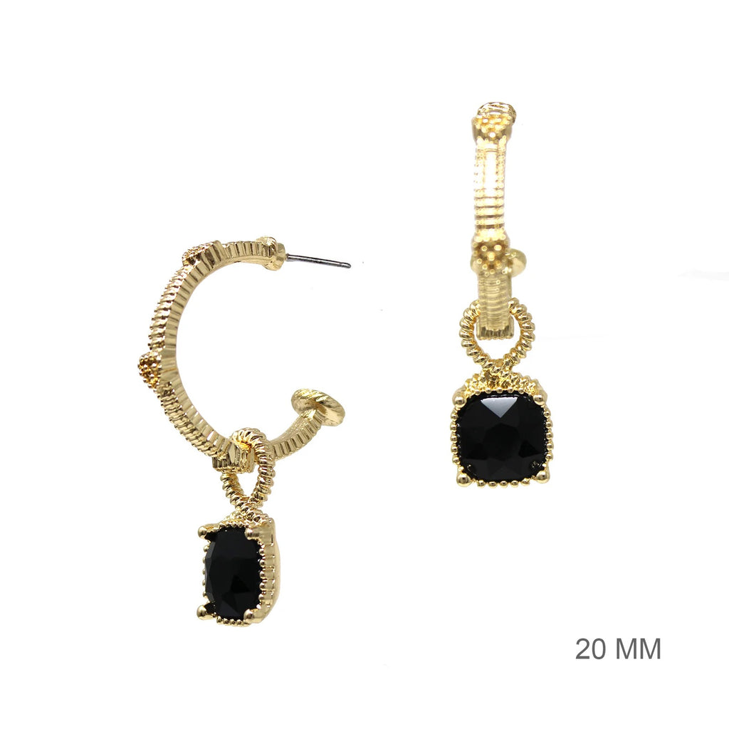 WH Earrings Gold and Black E-4836BK